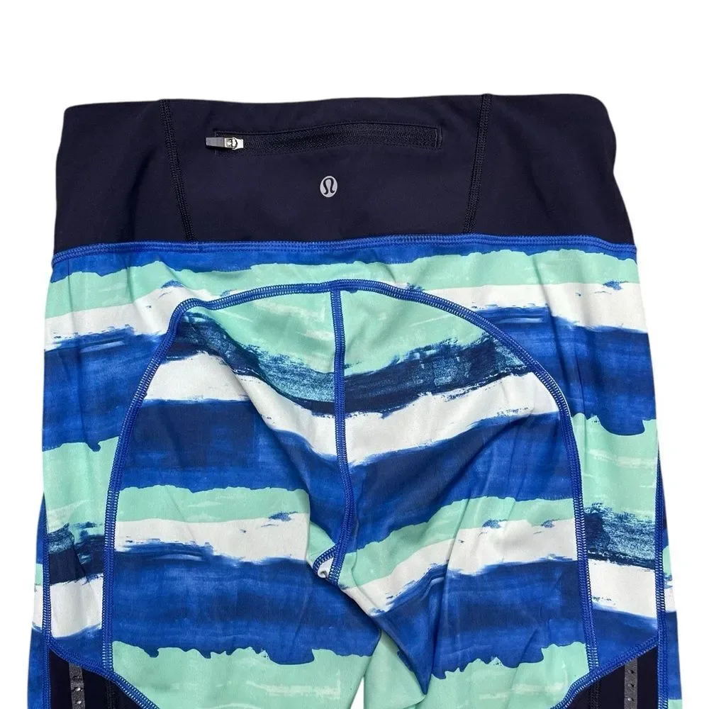 LULULEMON Pace Pusher Capri Blue Green Black Size 6